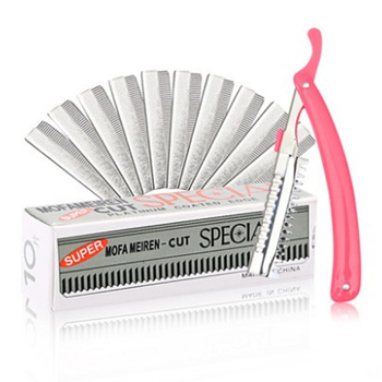 Set za obrve sa sklopivim nožem za obrve, držač noža, uključuje 10 oštrica od nehrđajućeg čelika