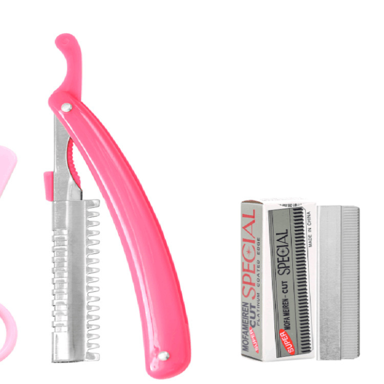 Set za obrve sa sklopivim nožem za obrve, držač noža, uključuje 10 oštrica od nehrđajućeg čelika