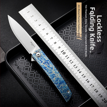 PioneerEDC skladací nôž – M390 oceľ, bez zámku, rýchle otvorenie, ľahký na kempovanie vonku