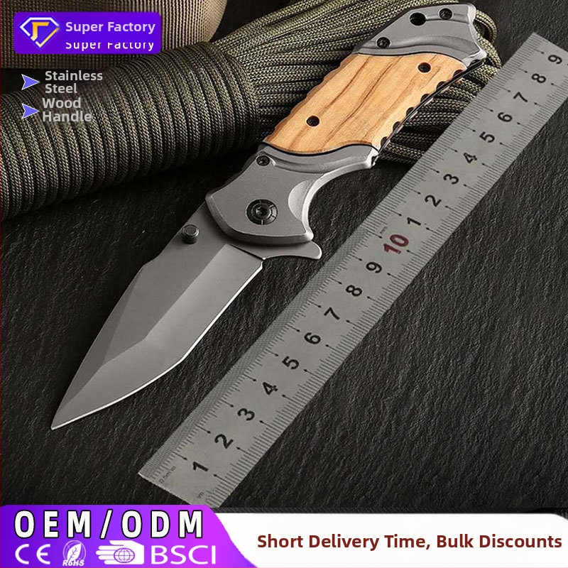 Skladací taktický nô pre kempovanie – nerezová oceľ, čepeľ 8,2 cm, rýchle otvorenie