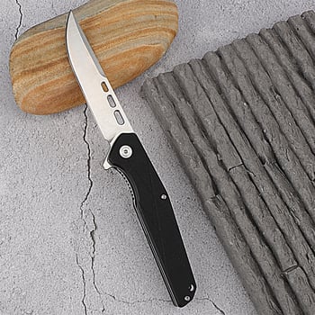 Sklopivi taktički nož za kampiranje, G10 drška, D2 čelik, CNC ležaj brzog otvaranja, oštrica 9,5 cm