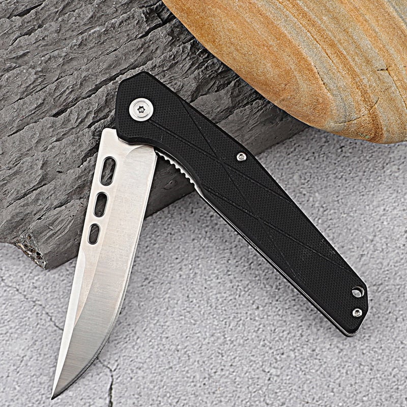 Sklopivi taktički nož za kampiranje, G10 drška, D2 čelik, CNC ležaj brzog otvaranja, oštrica 9,5 cm