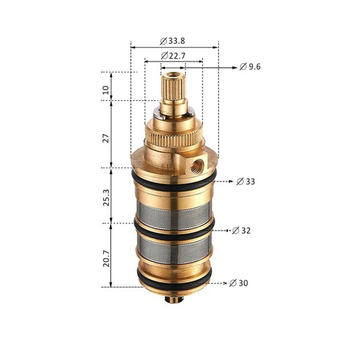 F serija termostatska jezgra ventila za vodu – bakrena, 360° rotacije, max 90°C