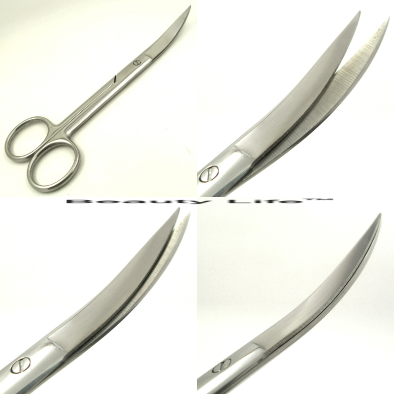 Nehrđajuće čelične škare za dvostruke kapke s zakrivljenom reznom rubom — kozmetički alat, tip: trim, materijal: nehrđajući čelik, rok trajanja: 1 godina