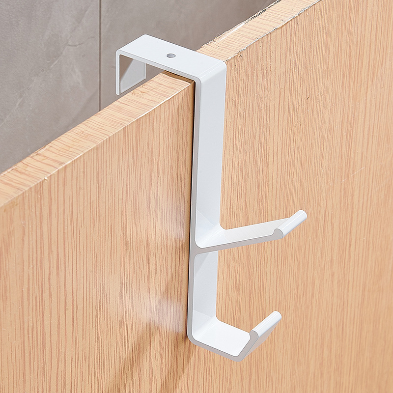 Držač za vrata sa stražnje strane — aluminijska legura, dvostruka kuka, moderni minimalistički dizajn, bez bušenja, nosivost 5–10 kg