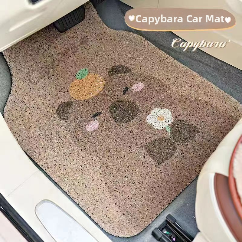 Covorașe auto Capybara — Decorativ, Rezistente la murdărie și uzură, Ușor de curățat (Logo imprimat, Potrivire generală, Personalizare disponibilă)