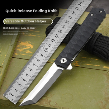 Nerezový outdoor skladací nôž, kompaktný vreckový nôž na sebaobranu a kempovanie, s rýchlym otvorením