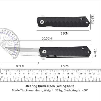 Nerezový outdoor skladací nôž, kompaktný vreckový nôž na sebaobranu a kempovanie, s rýchlym otvorením