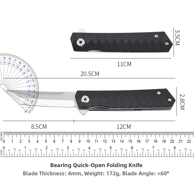 Nerezový outdoor skladací nôž, kompaktný vreckový nôž na sebaobranu a kempovanie, s rýchlym otvorením