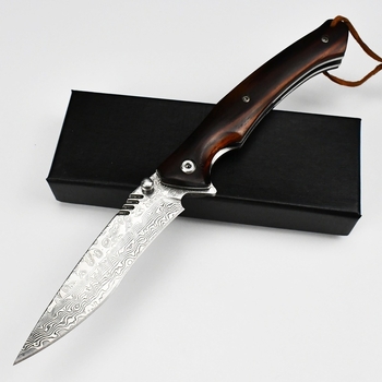 Sklopivi nož za samoodbranu od damaskog čelika, mehanizam brzog otvaranja, kamping taktika, prenosiv za vanjsku upotrebu