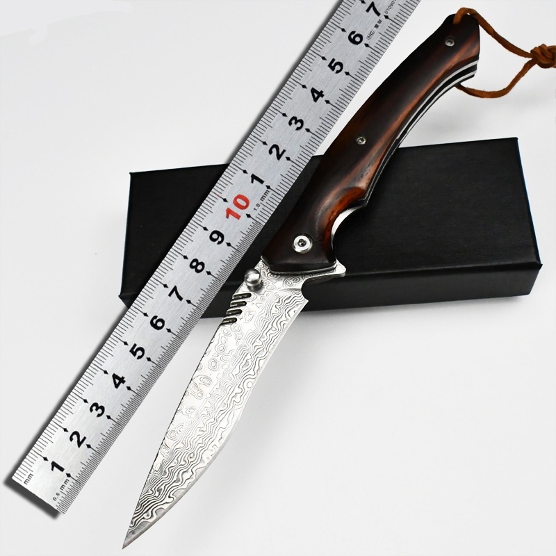 Sklopivi nož za samoodbranu od damaskog čelika, mehanizam brzog otvaranja, kamping taktika, prenosiv za vanjsku upotrebu