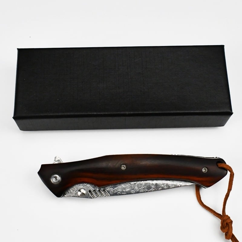 Sklopivi nož za samoodbranu od damaskog čelika, mehanizam brzog otvaranja, kamping taktika, prenosiv za vanjsku upotrebu