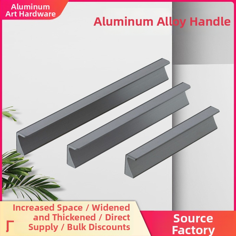 Moderna minimalistička aluminijska crna ručica za ormariće i vrata, namještaj hardver, model L191A, Aluminum Art