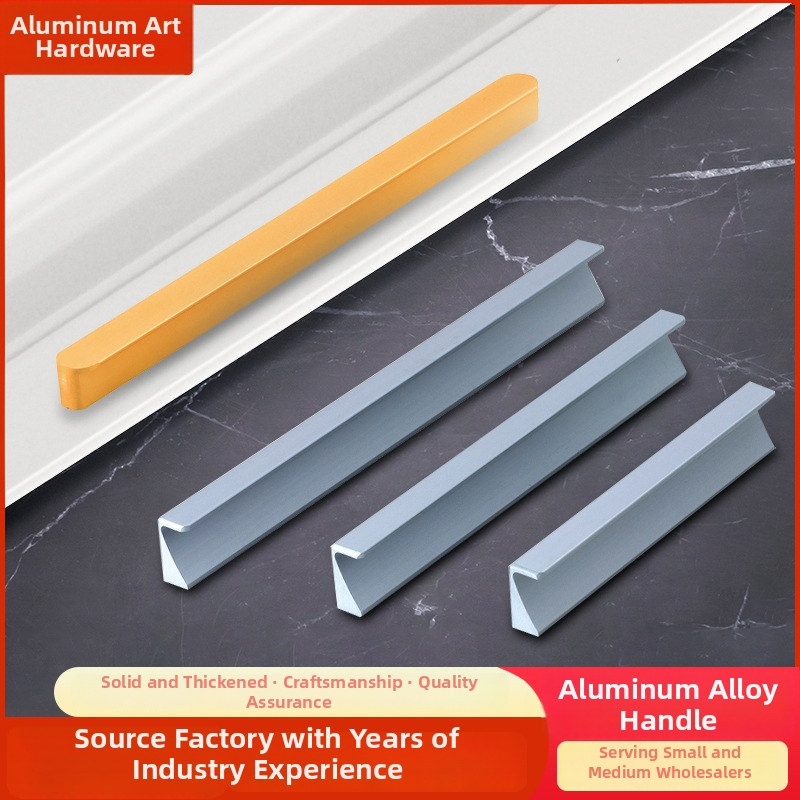 Moderna minimalistička aluminijska crna ručica za ormariće i vrata, namještaj hardver, model L191A, Aluminum Art