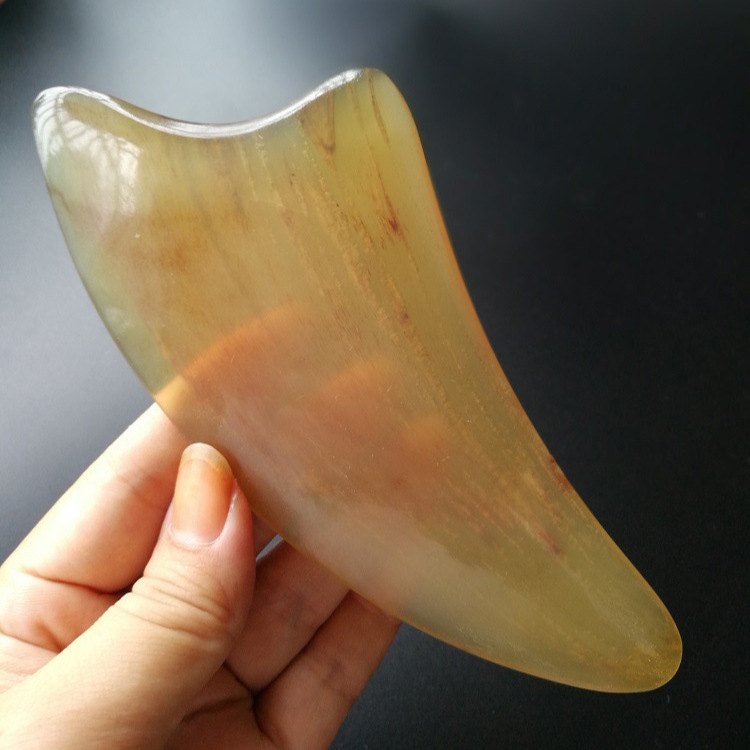 Bivalyhorn gua sha tábla arcmasszázsra, teljes testre használható, természetes, prémium minőség