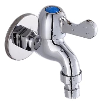 Slavina za perilicu - zidna montaža, tijelo od legure, keramički jezgreni ventil, 20 mm ulaz/izlaz, 0,8–1,2 MPa, 0–90°C, elektroplatirana površina