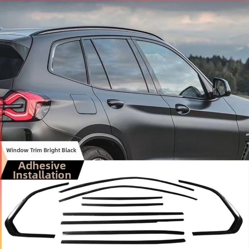 Okenná a dverová lišta pre BMW iX3, 5. séria, i3, X1 — nerezová oceľ, titanový povrch