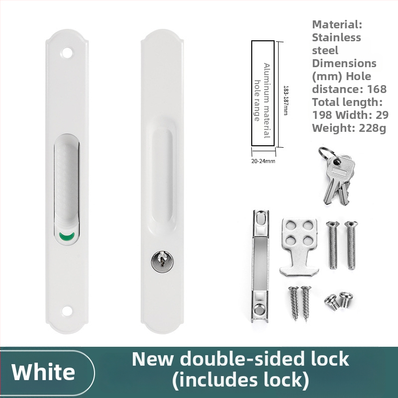 Zámok s háčikom z nerezovej ocele, guľatá hlava, jednostranný a obojstranný, elektrolyticky pokovovaný povrch, pre balkónové posuvné dvere