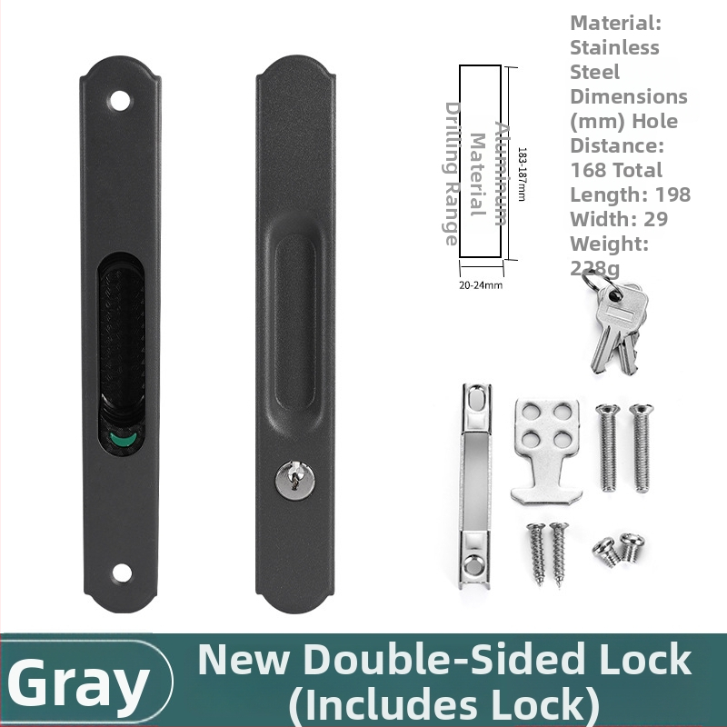 Zámok s háčikom z nerezovej ocele, guľatá hlava, jednostranný a obojstranný, elektrolyticky pokovovaný povrch, pre balkónové posuvné dvere