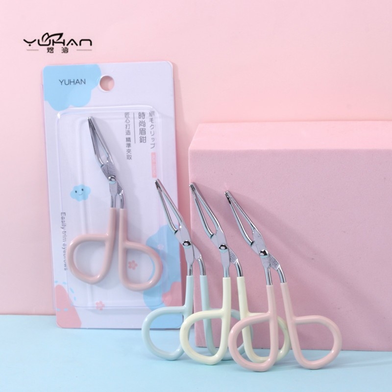 Klip za obrve od nehrđajućeg čelika s plastičnom ručkom; plosne čeljusti; marka Han Han