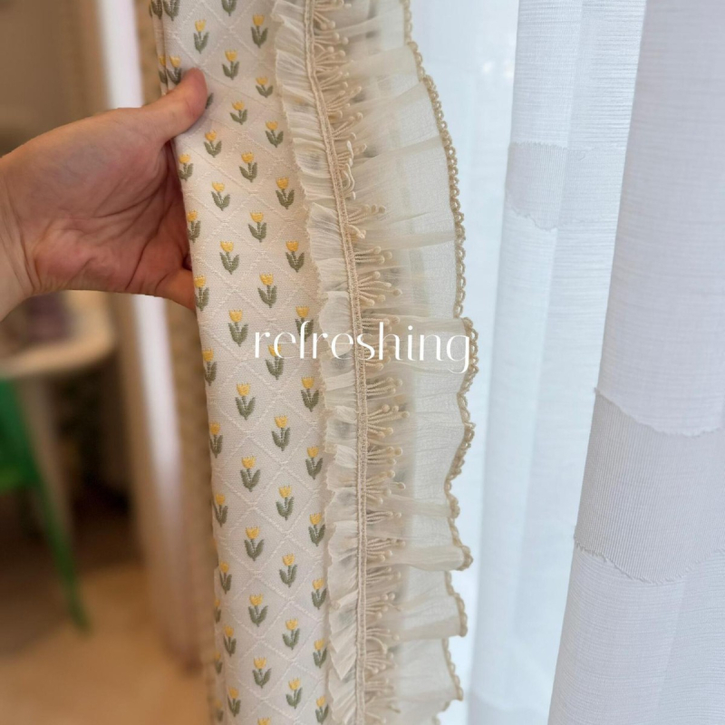 Svježa cvjetna jacquard tkanina za dječju sobu, visokokvalitetni poliester zavjese