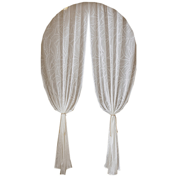 Δαντελένια πολυεστερική κουρτίνα πόρτας σε γαλλικό ρετρό στυλ για πόρτα με αψίδα, τύπος κουρτίνας: οθόνη πόρτας, σαλόνι, μοτίβο φυτά και λουλούδια, τοποθέτηση με γάντζο