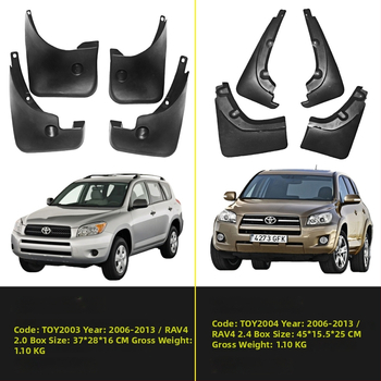 Blatobrani za Toyota RAV4 1997-2015 — prilagođeni set od 4 komada (prednji, stražnji, lijevi, desni), od plastike PP+TPR, montaža bez bušenja