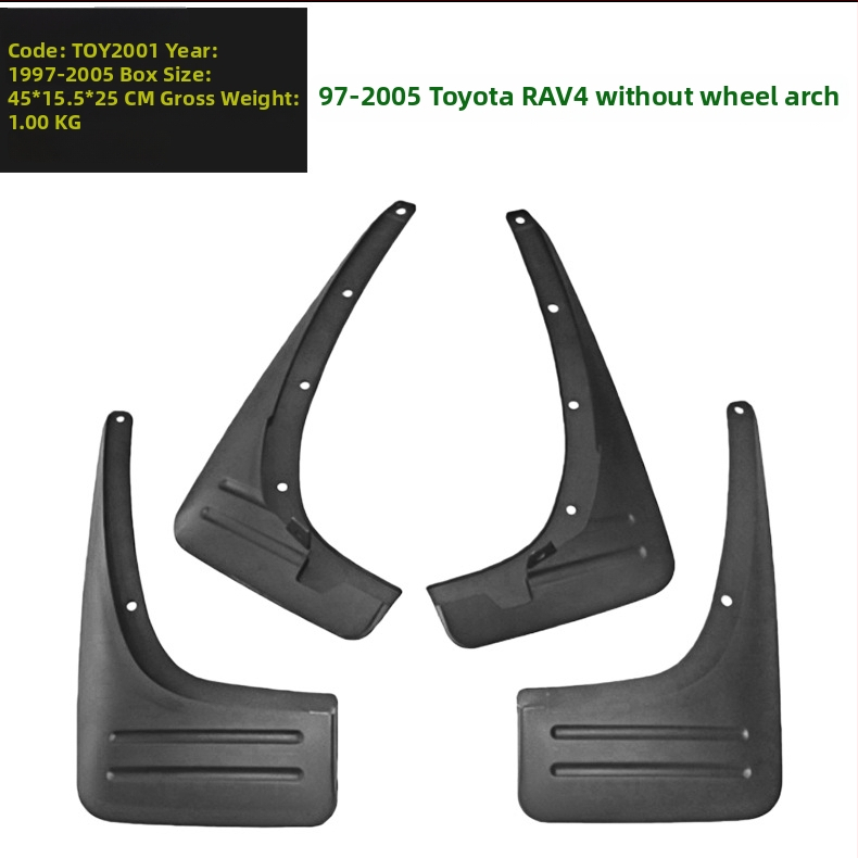 Blatobrani za Toyota RAV4 1997-2015 — prilagođeni set od 4 komada (prednji, stražnji, lijevi, desni), od plastike PP+TPR, montaža bez bušenja