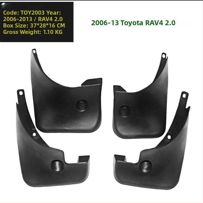 Blatobrani za Toyota RAV4 1997-2015 — prilagođeni set od 4 komada (prednji, stražnji, lijevi, desni), od plastike PP+TPR, montaža bez bušenja