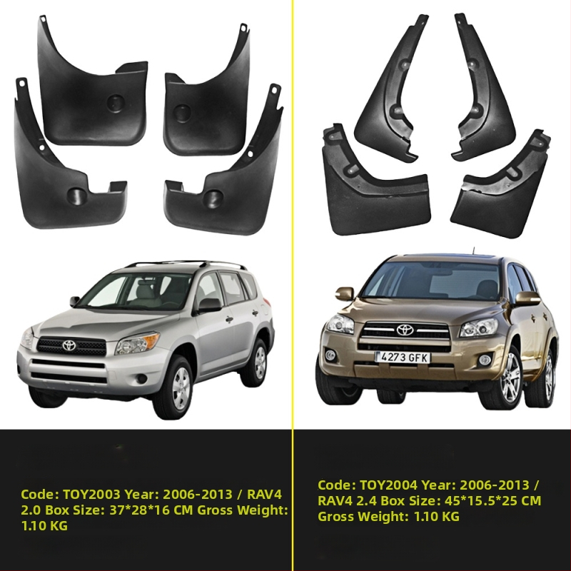 Blatobrani za Toyota RAV4 1997-2015 — prilagođeni set od 4 komada (prednji, stražnji, lijevi, desni), od plastike PP+TPR, montaža bez bušenja