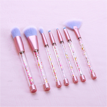 Σετ 7 πινέλων μακιγιάζ με λαβές από παγιέτες και άδεια σωληνάκια