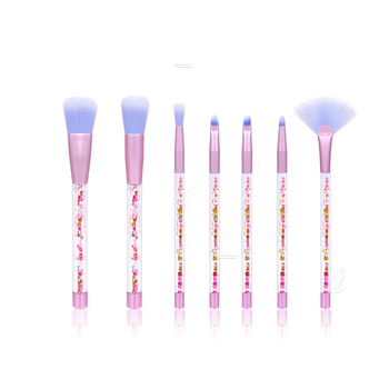 Σετ 7 πινέλων μακιγιάζ με λαβές από παγιέτες και άδεια σωληνάκια