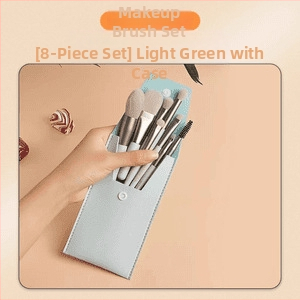 8-брой четки за грим за начинаещи с преносим кожен несесер за съхранение на пълен набор козметични инструменти — марка Friendly, произход Yiwu