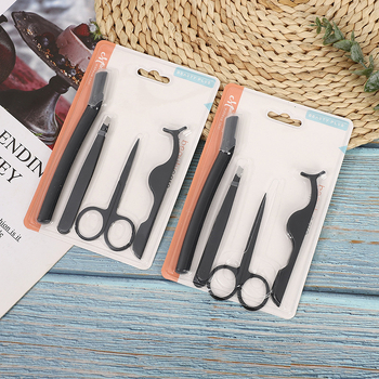 Beauty Plus Набор за оформяне на вежди — Тример за вежди, наклонен клип за вежди, ножици за вежди, помощно устройство, ABS + неръждаема стомана