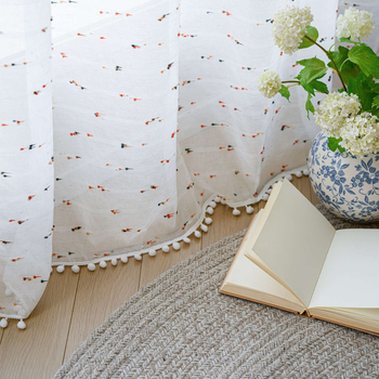 Κρεμαστές δαντελένιες κουρτίνες με διάφανη γάζα για σαλόνι, υπνοδωμάτιο και μπαλκόνι; υλικό: πολυεστέρας-βαμβάκι; στυλ: λίγο φρέσκο; μοτίβο: ριγές και χιονανιφάδες