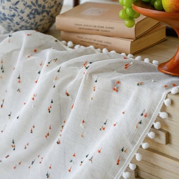 Κρεμαστές δαντελένιες κουρτίνες με διάφανη γάζα για σαλόνι, υπνοδωμάτιο και μπαλκόνι; υλικό: πολυεστέρας-βαμβάκι; στυλ: λίγο φρέσκο; μοτίβο: ριγές και χιονανιφάδες