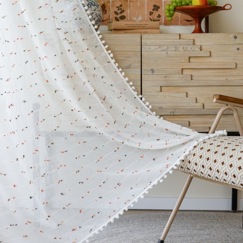 Κρεμαστές δαντελένιες κουρτίνες με διάφανη γάζα για σαλόνι, υπνοδωμάτιο και μπαλκόνι; υλικό: πολυεστέρας-βαμβάκι; στυλ: λίγο φρέσκο; μοτίβο: ριγές και χιονανιφάδες