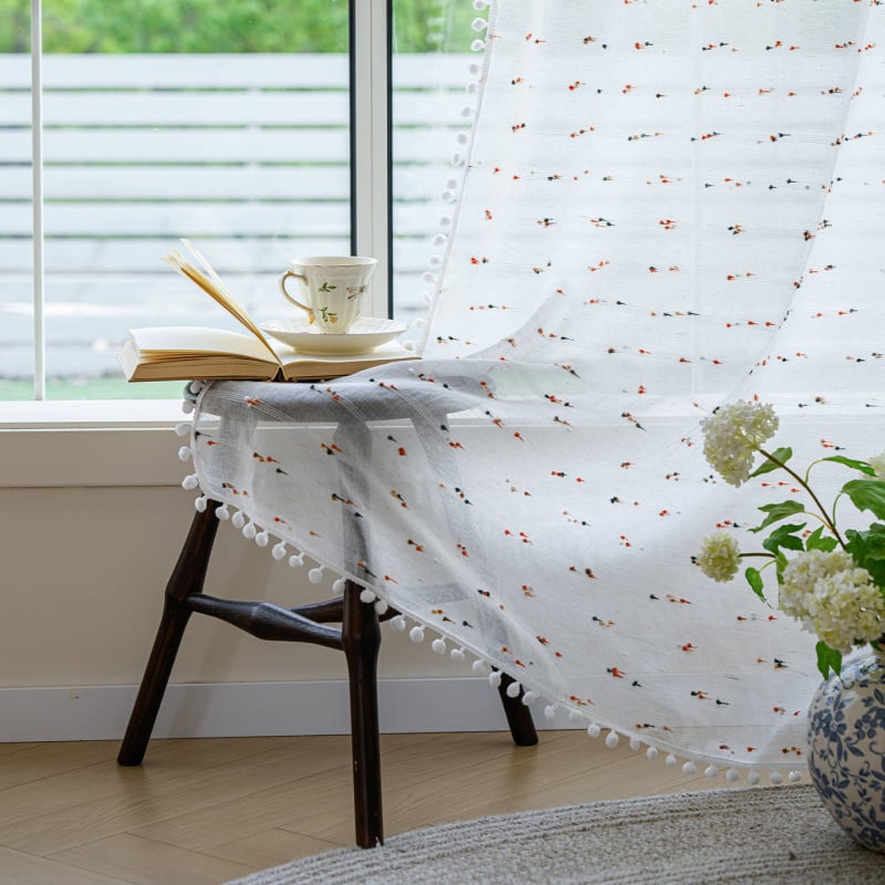 Κρεμαστές δαντελένιες κουρτίνες με διάφανη γάζα για σαλόνι, υπνοδωμάτιο και μπαλκόνι; υλικό: πολυεστέρας-βαμβάκι; στυλ: λίγο φρέσκο; μοτίβο: ριγές και χιονανιφάδες