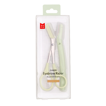 Rafa set za obrve: nož za obrve i škare, protiv ogrebotina, prenosni, model LS-19178, plast i nehrđajuće čelika