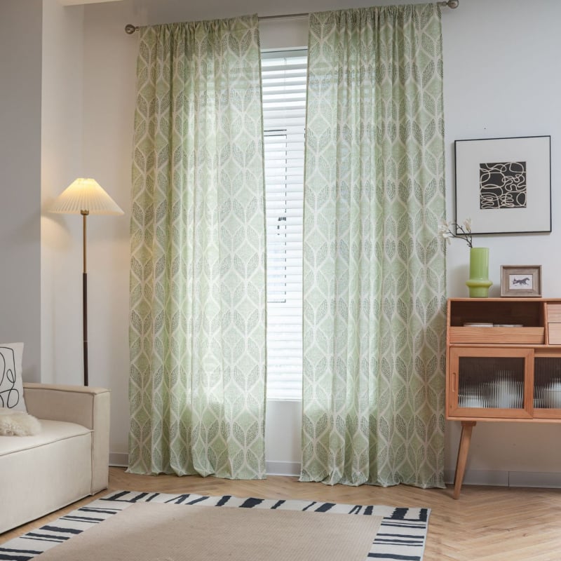 Κουρτίνα από βαμβάκι και λινό με εκτύπωση, μετάδοση φωτός, για σαλόνι και εστιατόριο, μοντέρνος μινιμαλισμός.