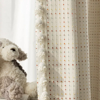 Corturi pentru camera copiilor — poliester, jacquard, umbrire semipătrunzătoare 40-70%, potrivite pentru ferestre bay window și ferestre standard