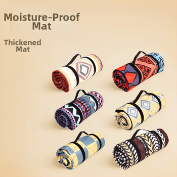 Etno štýlová vonkajšia podložka proti vlhkosti – na pikniky a kempovanie, polyesterová tkanina, vodotesný vrstvený obal z hliníkovej fólie