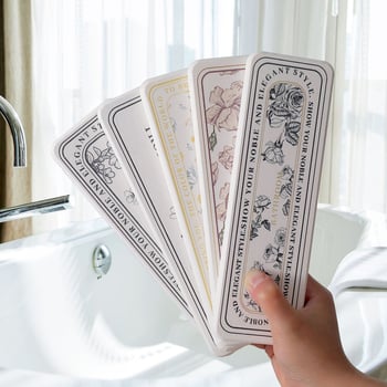 Τετράγωνος πάτος μπάνιου από διοταμίτης πηλό, απορροφητικό, με αποθήκευση οδοντόβουρτσας-σαπουνιού, φλοράλ μοτίβο, γρήγορο στέγνωμα