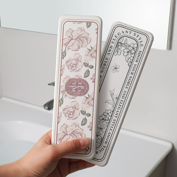 Τετράγωνος πάτος μπάνιου από διοταμίτης πηλό, απορροφητικό, με αποθήκευση οδοντόβουρτσας-σαπουνιού, φλοράλ μοτίβο, γρήγορο στέγνωμα