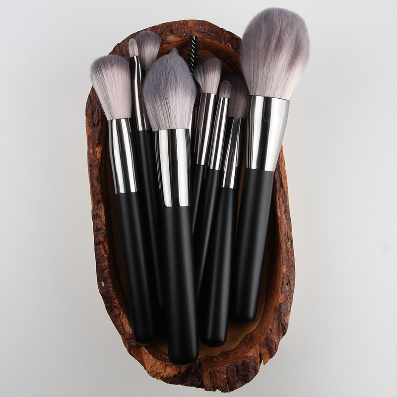 14 darabos sminkecset-készlet nylon/szintetikus szálakkal, fából készült fogantyúval, hordozható, teljes hossz 16,5 cm