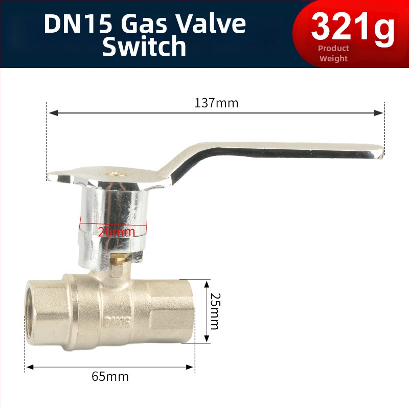 Plynový ventil na sporák, meď, guľový ventil, predné upevnenie, rýchle otvorenie