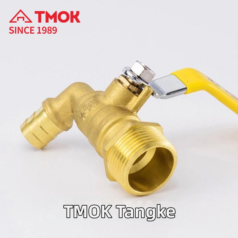 Brončani zavojni vodovodni izlaz s kugličnim ventilem, otporan na visoke temperature, ručno upravljanje, fiksni ugradnja, za kotlove za grijanje