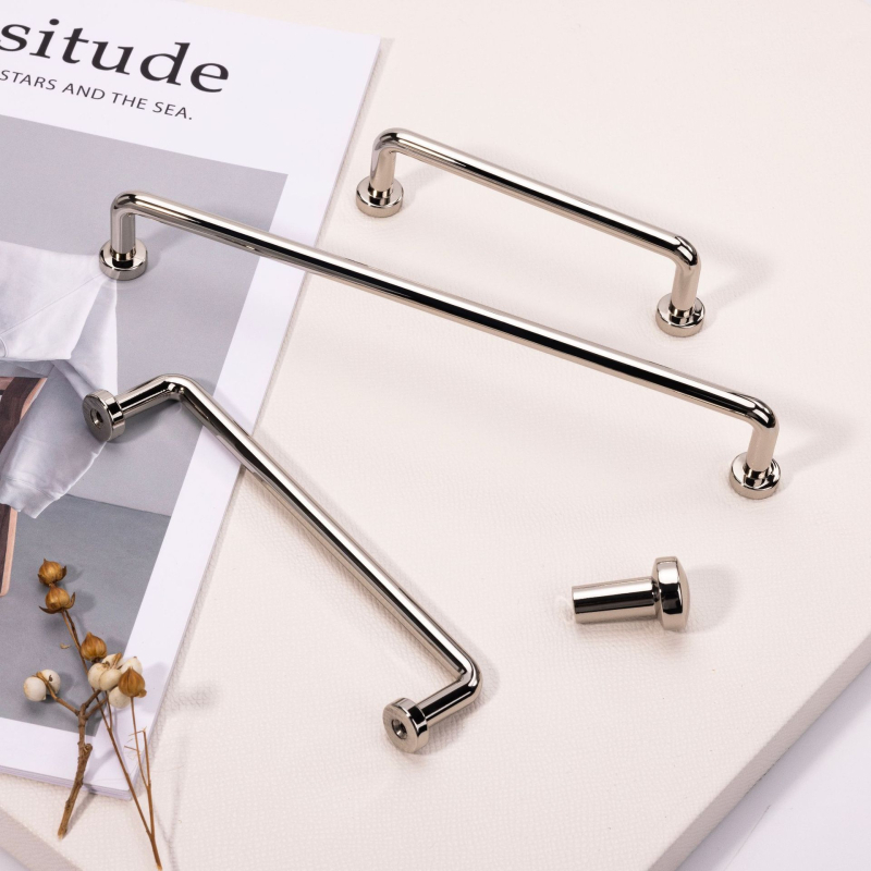 Mâner pentru dulapuri și uși de garderobă, din aliaj de zinc, cromat, stil modern minimalist, model 6658