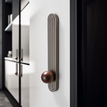 Mâner ușă garderobă, stil lux ușor, mâner rotund pentru dulap, aliaj de zinc + lemn masiv, electroplating
