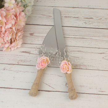 Комплект нож за торта и лопатка за сервиране, изработен от смола, за сватби, EK марка